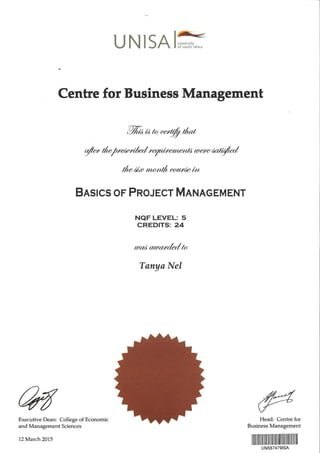 can i study project management at unisa 1737234132