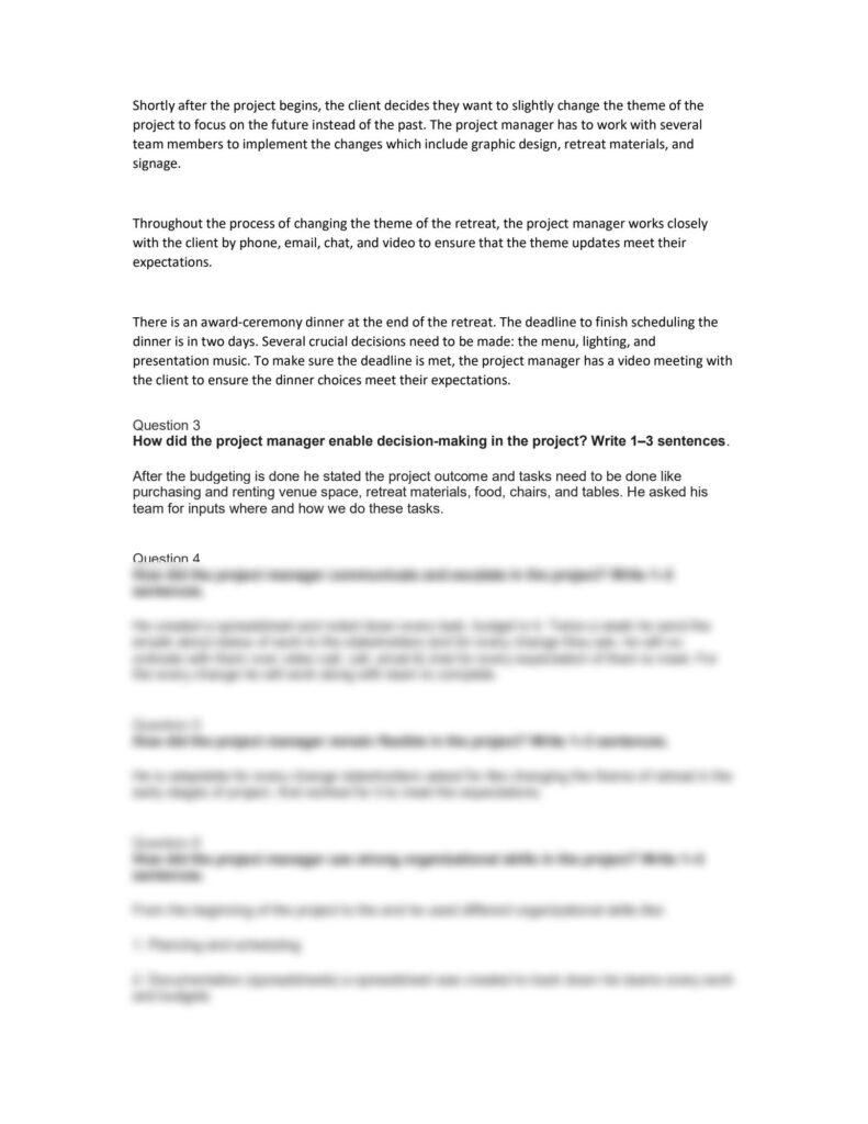 how did the project manager enable decision making 1737234472